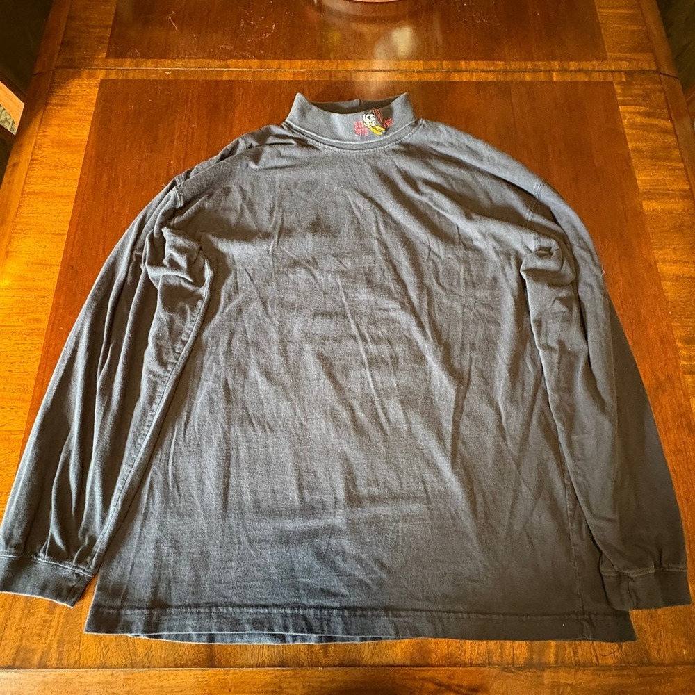 Vintage Big Dogs Mock Neck Long Sleeve Embroidered Logo Tee USA L